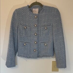 Mango Light Blue Tweed Blazer